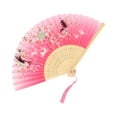 thumbnail image 2 of Xiwaer Folding Fan Chinese Fan Hand Fans For Women Foldable Silk Bamboos Foldable Fan Hollowed Fringe Hand Fan Foldable Paper Fans For Wedding Dancing Party Home Decoration C, 2 of 8