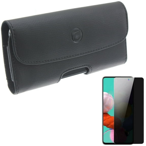 Case Belt Clip w Privacy Screen Protector for Samsung Galaxy S20 Fan Edition - Leather Holster Cover Loops, Tempered Glass Anti-Spy Anti-Peep 3D Edge Z4P fits Samsung Galaxy S20 Fan Edition