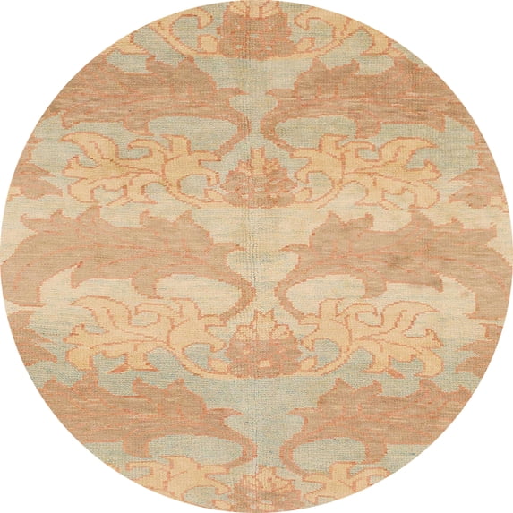 Ahgly Company Machine Washable Indoor Round Abstract Orange Area Rugs, 7' Round