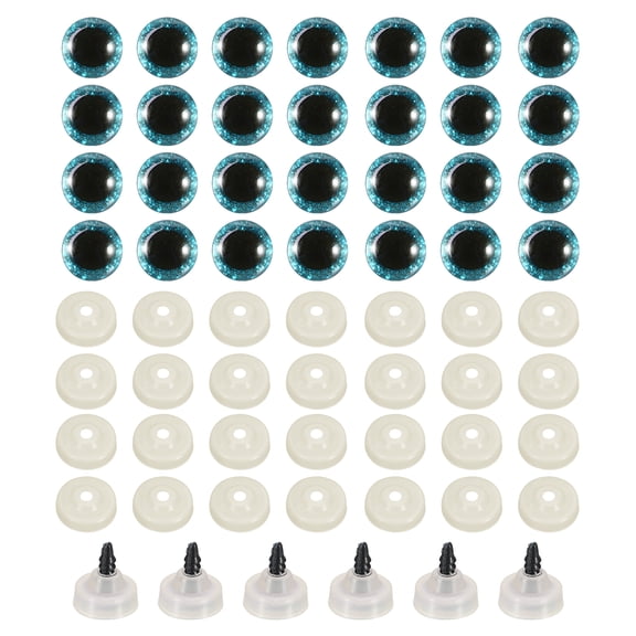 Uxcell 9mm Flash Safety Eyes, 30 Pcs Plastic Glitter Safety Eyes Realistic Colorful Crocheting Safety Eyes for Decor Crochet Accessories Dolls Craft, Blue