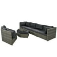thumbnail image 6 of Keva 6 Pc Outdoor Rattan Wicker Half-Moon Sectional Sofa Set - Gray, 6 of 17