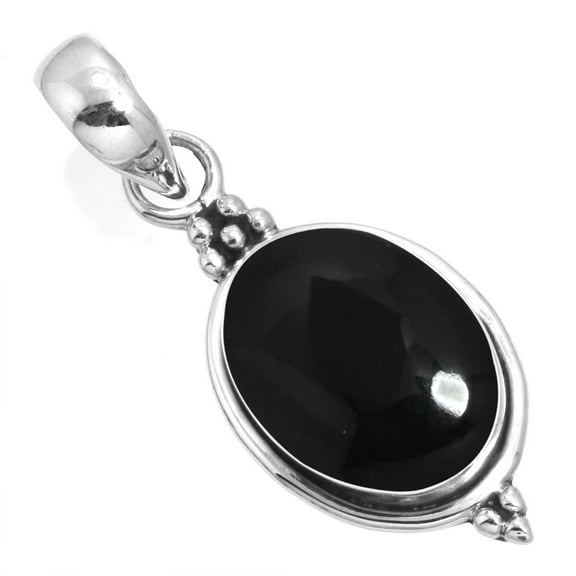 Natural Black Onyx Women Jewelry 925 Sterling Silver Pendant