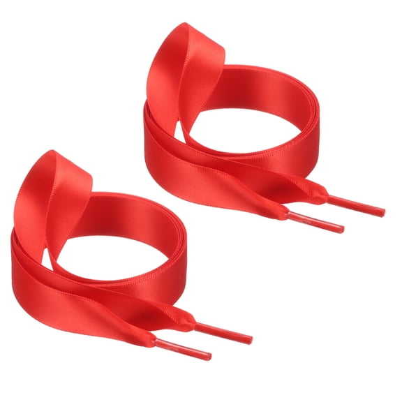 55" Satin Ribbon Shoelaces, 3/4" Wide Silk Flat Shoe Laces Shoestring Silky Sneakers Shoelaces for Girls Women Shoe Decoration, Red
