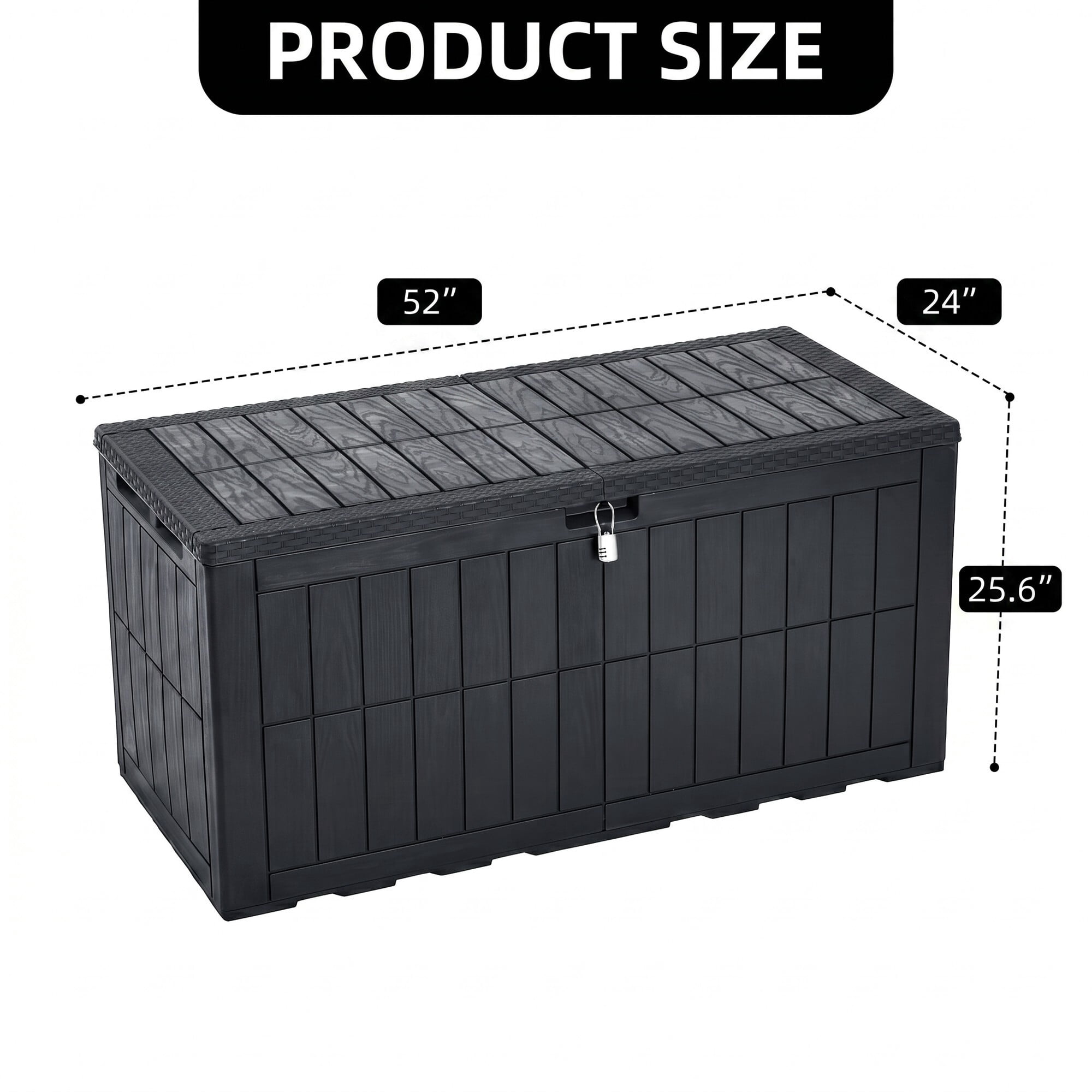 Uforic 134 Gallon Waterproof Outdoor Storage Box with Lock, Resin Deck Box with Hydraulic Support, Weatherproof Storage Bin for Patio Cushions Garden Tools Pool Supplies, Dark Gray