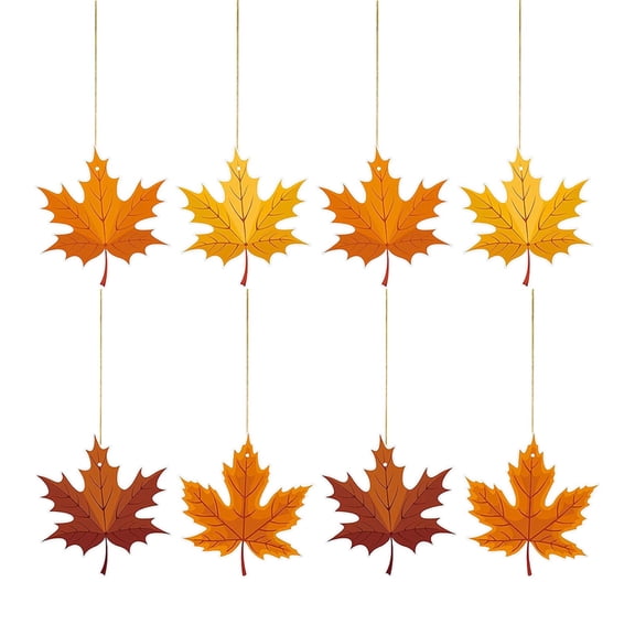 Fall Tree Ornaments,Maple Leaf Hanging Decorations,Maple Leaves Hanging Ceiling Decor,Mini thanksgiving Tree Decorations for thanksgiving Party Supplies Autumn Harvest Ceiling Hanging,Orange 8PCS