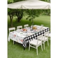 thumbnail image 3 of Outdoor Tablecloth with Umbrella Hole and Zipper, Easter Rectangle Table Cloth 54x80 Inch Waterproof Tablecloth, Spring Watercolor Bunny Eggs Flower Black Plaid Picnic Table Cover for Patio Camping, 3 of 7