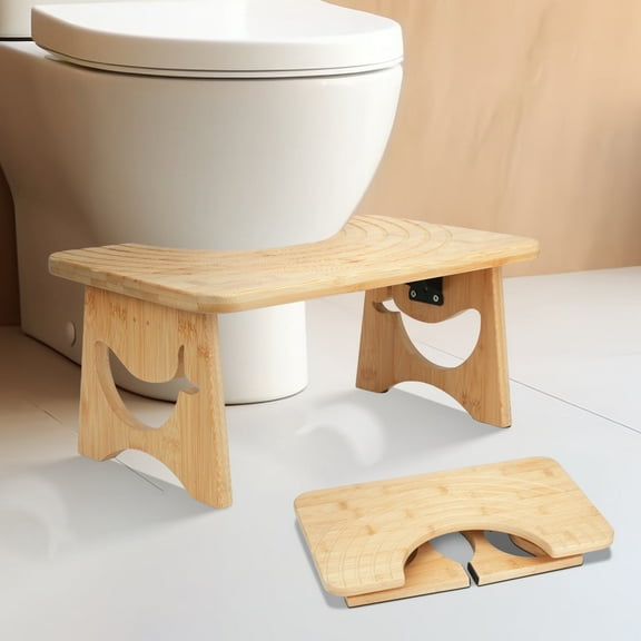 ZZBIQS Toilet Stool for Adults,Foldable Step Stool for Bathroom,Bamboo,7inch