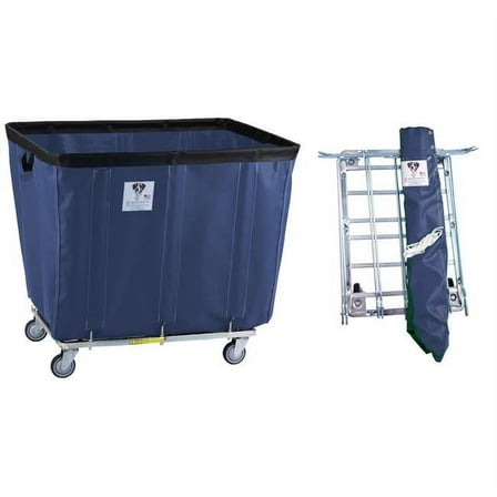 408KDC-NVY 8 Bushel UPS & FEDEX ABLE Vinyl Basket Truck All Swivel Casters, Navy - 35 x 23.5 x 30 in.