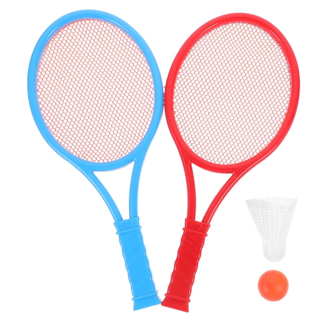 Miangastore 1 Set Tennis Racket Toys Outdoor Props Plastic Exercise Toy Kids Accessories for Boys Girls with 2 Balls Random Color