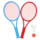 thumbnail image 1 of 1 juego de raqueta de tenis, juguetes para exteriores, juguete de plástico para hacer ejercicio, accesorios para niños y niñas con 2 pelotas de colores aleatorios., 1 of 6