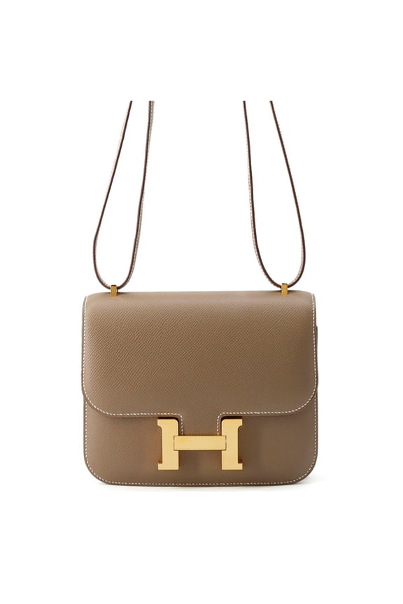 Pre-Owned Hermes Mini Constance 3 Miroir Etoupe Epsom W stamp handbag women's HERMES