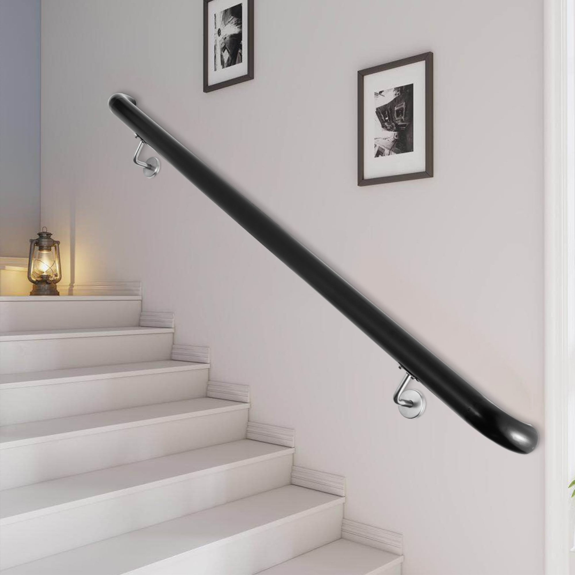 Stair Handrail Stair Rail Aluminum Modern Handrail for Stairs 4ft Length Black