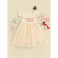 thumbnail image 2 of Suealasg Toddler Girls Birthday Party Princess Dress Fly Sleeve Letter Embroidery Tutu Tulle Dress Kids Summer Cake Smash Photo Shoot Outfit, 2 of 9