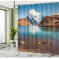thumbnail image 4 of Ambesonne Nature Shower Curtain, Lake Switzerland Alps View, 69"Wx70"L, Sea Blue Cinnamon, 4 of 4