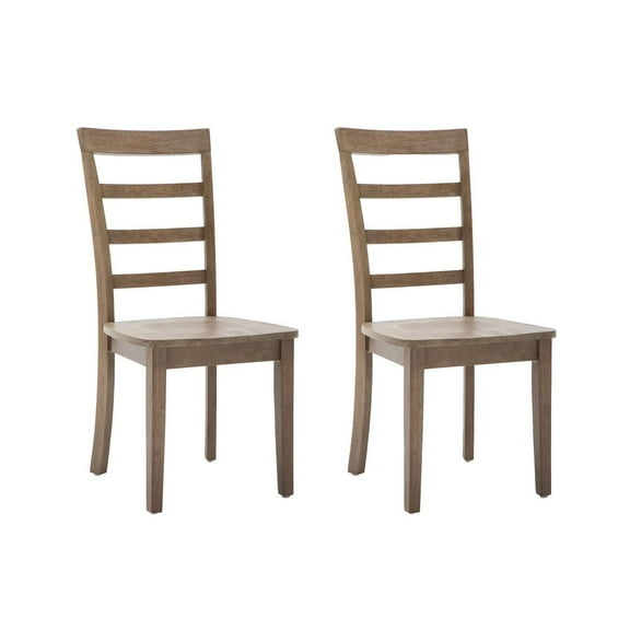 Boraam Boulder Wood Dining Room Side Chairs - Barnwood Wire-Brush Finish - Set of 2