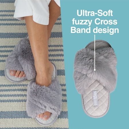 fuzzy criss cross slippers amazon