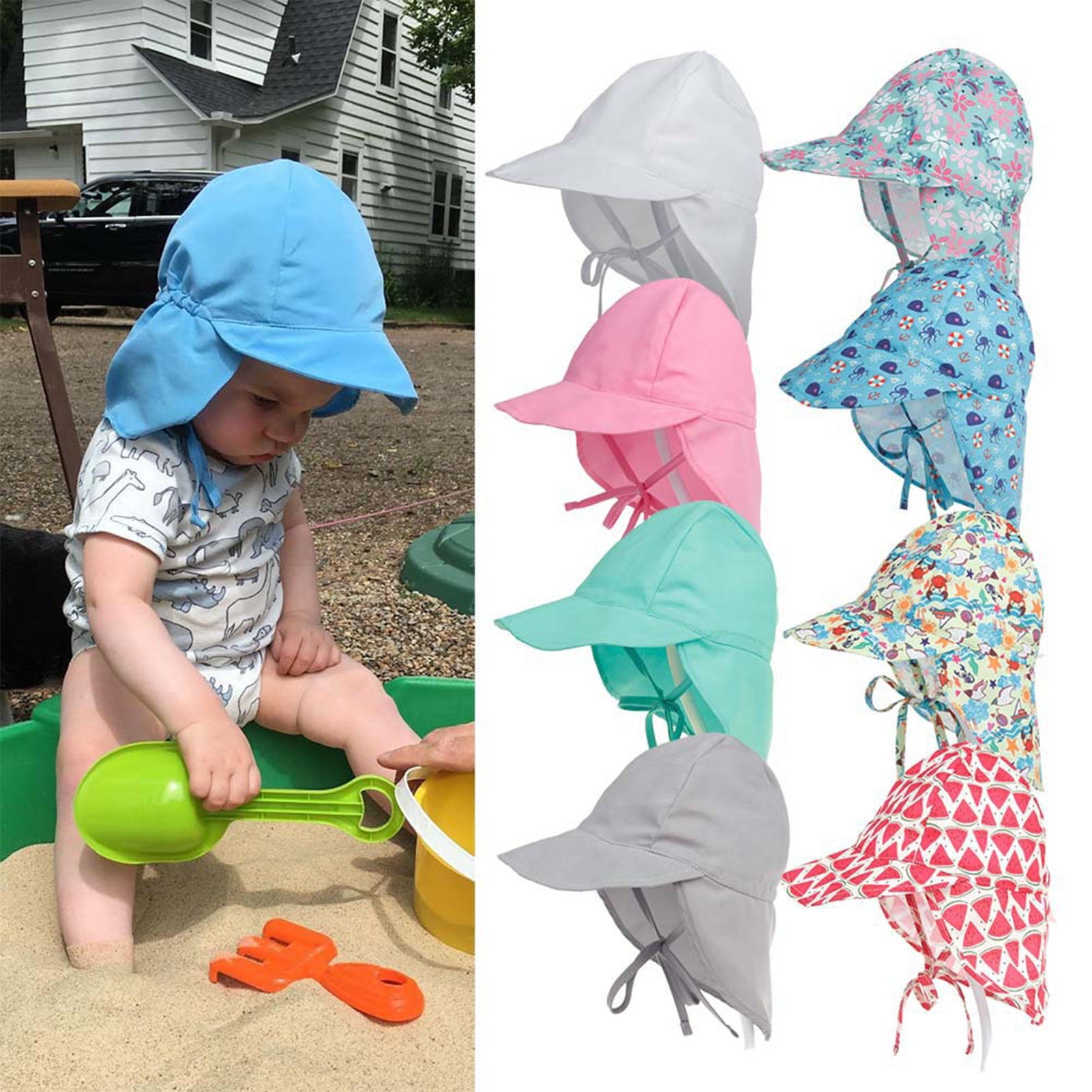 Sun Hat for Baby Toddler Kids Outdoor Activities UV Protecting Sun Hats Baby Fishing Hat Summer Play Hats with Neck Flap 