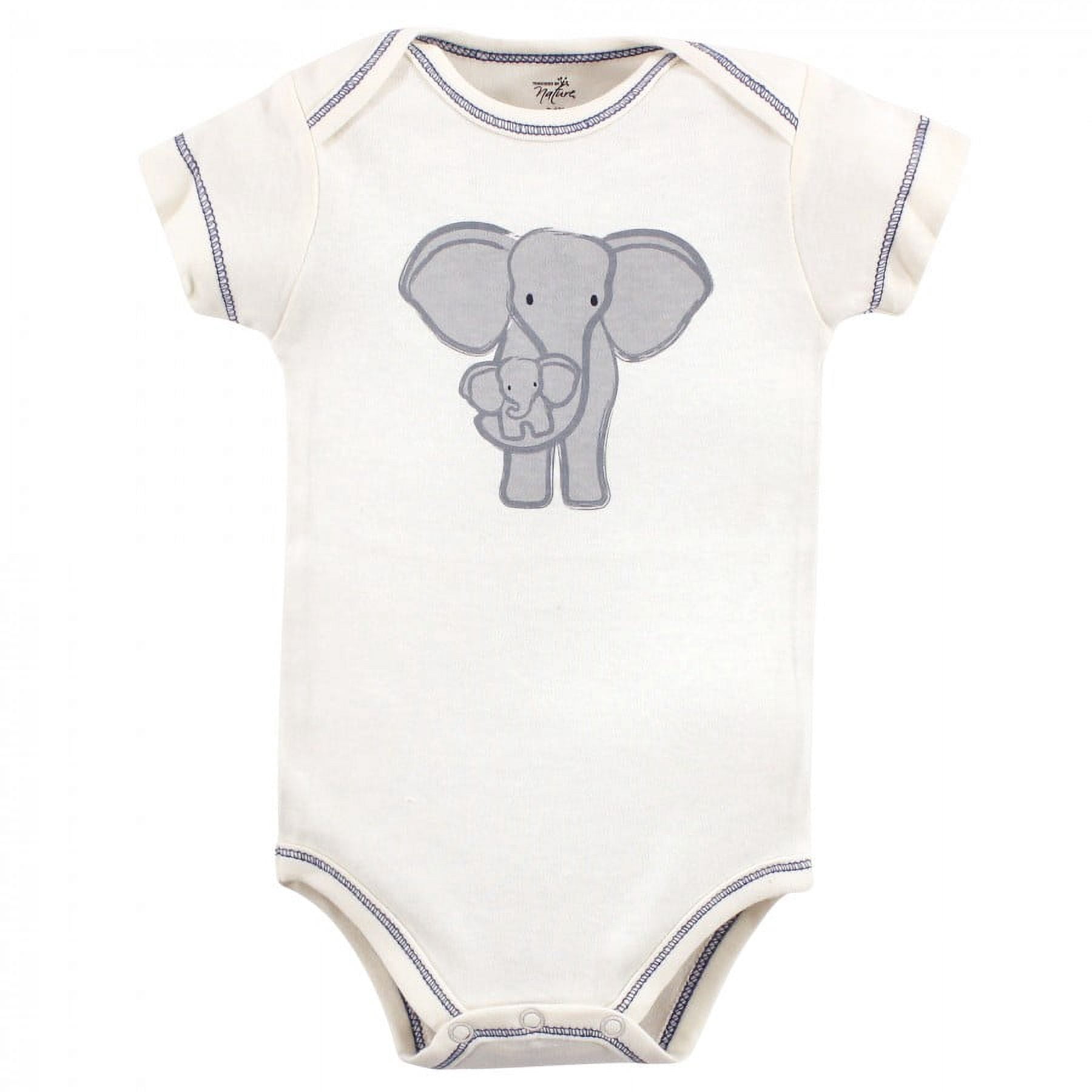 Touched by Nature Baby Boy Organic Cotton Bodysuits 5pk, Elephant, 18-24 Months