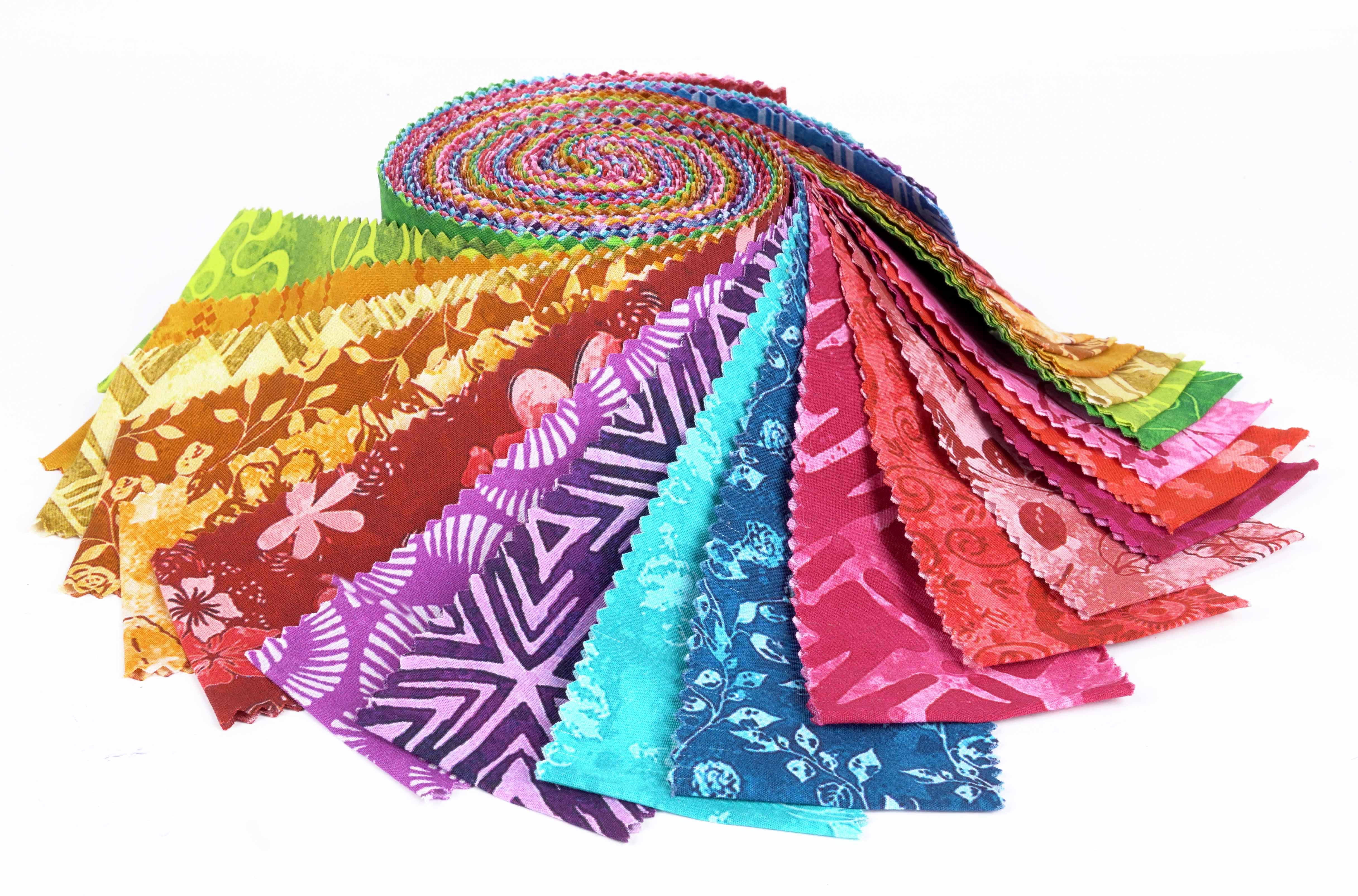 Soimoi 40Pcs Batik Print Cotton Precut Fabrics For Quilting Craft Strips 2.5x42inches Jelly Roll - Red