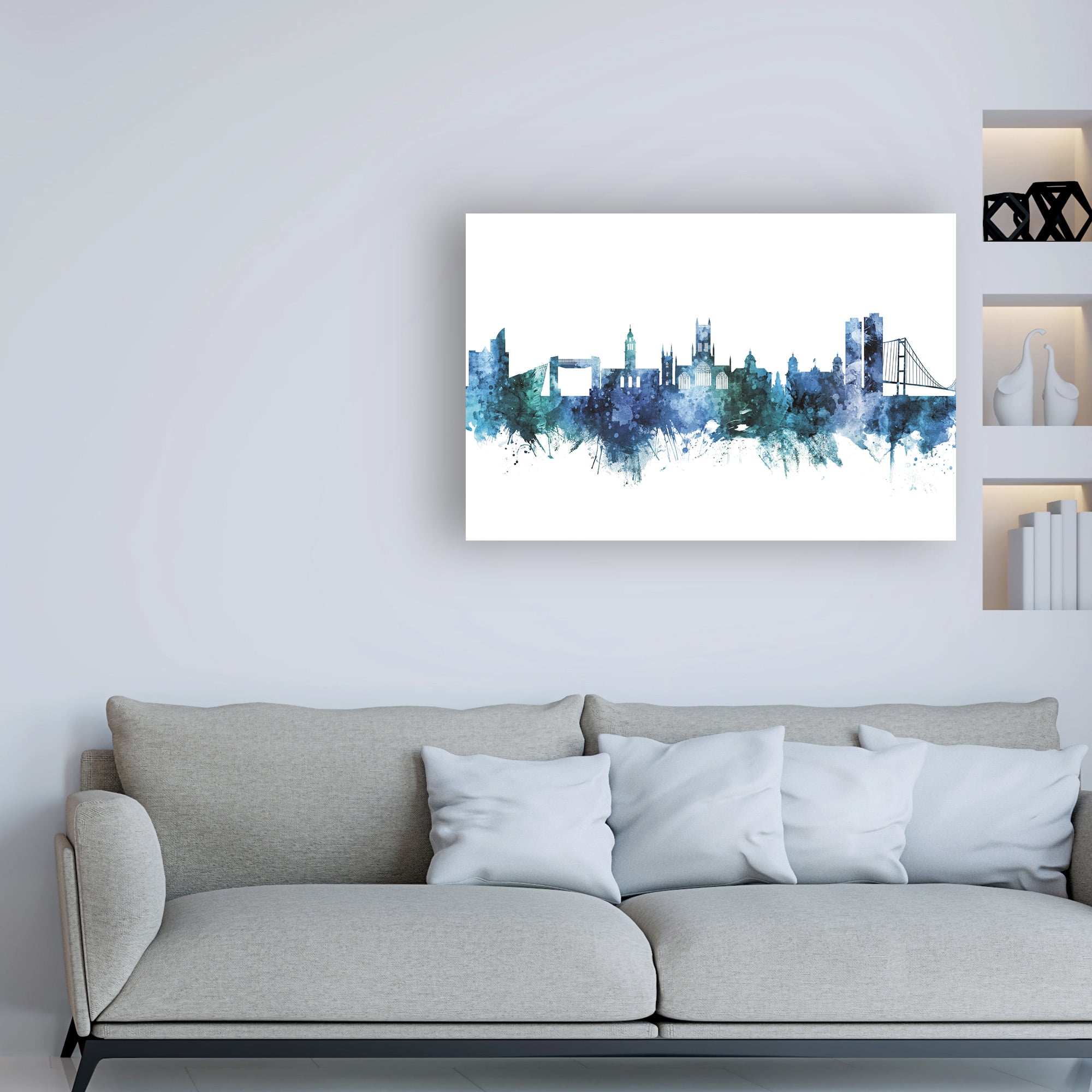 Trademark Fine Art 'Kingston upon Hull England Skyline Blue' Canvas Art by Michael Tompsett