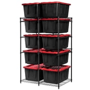 CleverMade Double Tote Tower 10-Tier Storage Rack for 27-Gallon Totes, Heavy-Duty Organizer for Garage, Pantry, or Laundry Room