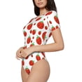 thumbnail image 2 of Naloa Hand Drawn Tomatoes Women's Short-Sleeved Onesie, One-Piece Swimsuit for Parties, dates, clubs - Medium, 2 of 9