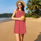 thumbnail image 3 of Balery Red Polka Dot Vestidos de verano para mujer con estampado: vestido holgado sin mangas, vestido playero informal y cómodo para días calurosos., 3 of 7