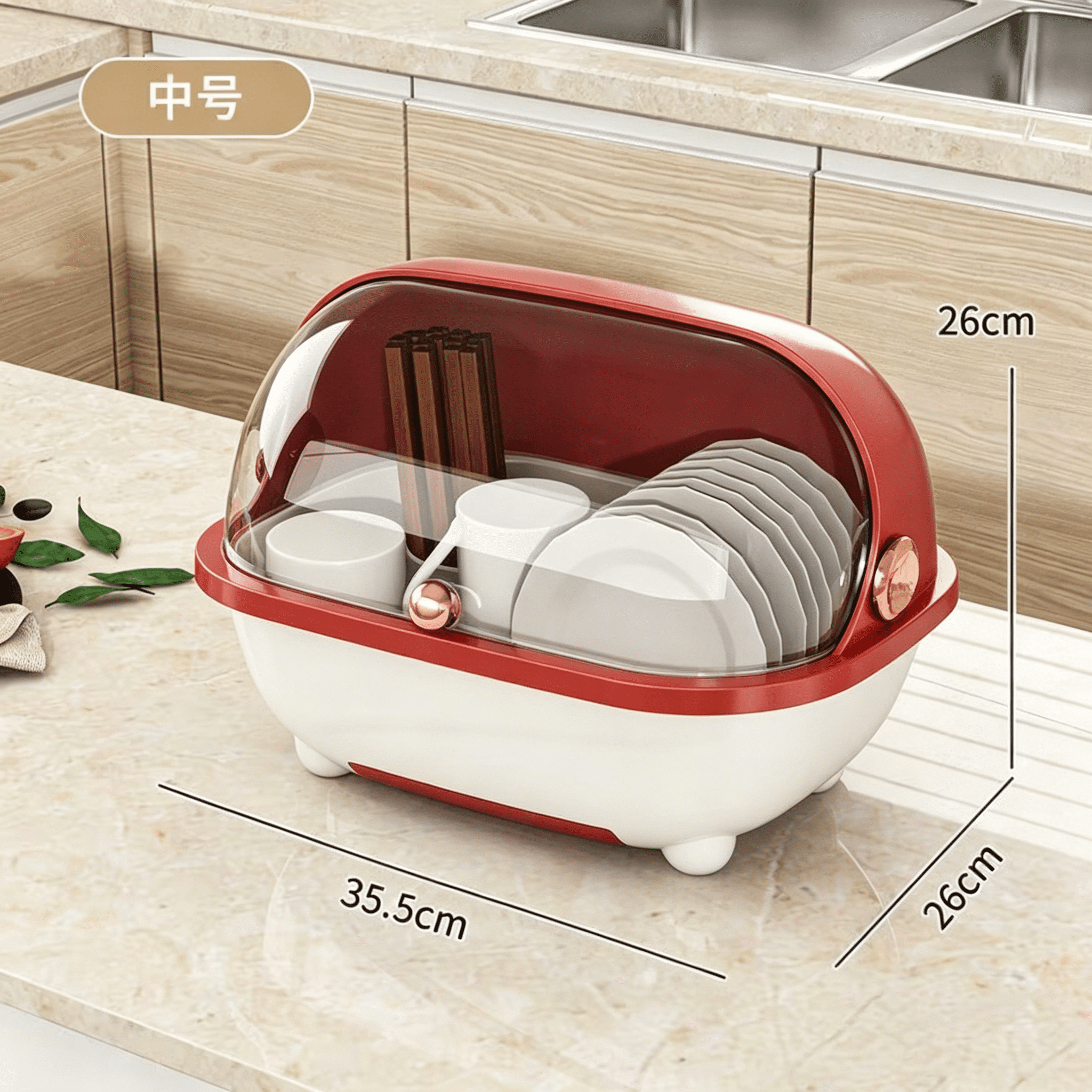 Soluxeo Baby Bottle Drying Rack Storage, Baby Bottle Organizer with Cover ＆ Removable Drain Tray, Dustproof Portable Kitchen Cabinet Organizer, Countertop Dryer
