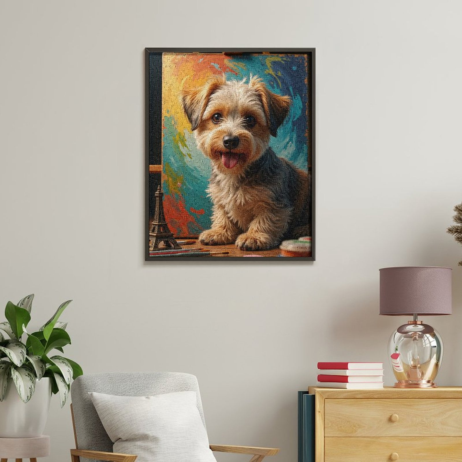 Paint By Numbers Kit for Adults Beginner - Cute Puppy Art Painting Station DIY Canvas Painting Kits for Adults, Frameless Paint By Number for Adults for Home Wall Decor 16x20 Inch