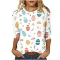 thumbnail image 2 of POTETI Womens Easter Tshirt,Womens Happy Easter Summer 3/4 Sleeve Crew Neck Womens Shirts, 2 of 5