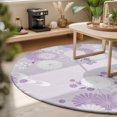 thumbnail image 3 of Round Area Rugs 3.3Ft, Purple White Floral Non-Slip Washable Circle Rugs Carpet, Spring Botanical Leaves Farmhouse Indoor Outdoor Rug Floor Mats Throw Runner for Bedroom Living Room Bathroom, 3 of 8