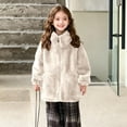 thumbnail image 2 of Fesfesfes Childrens Solid Color Faux Coat Winter Girls Button Front Long Sleeve Padded Jacket Medium Thick Warm Outerwear for Daily Wear Travel Holiday(Beige#1,2 Years), 2 of 7