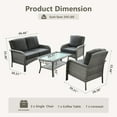 thumbnail image 6 of Toject 4 Pieces Patio Furniture Set, All-Weather Wicker Outdoor Furniture Loveseat Table Chairs Set for Porch, High Back Conversation Set for Backyard, Balcony, Black, 6 of 9
