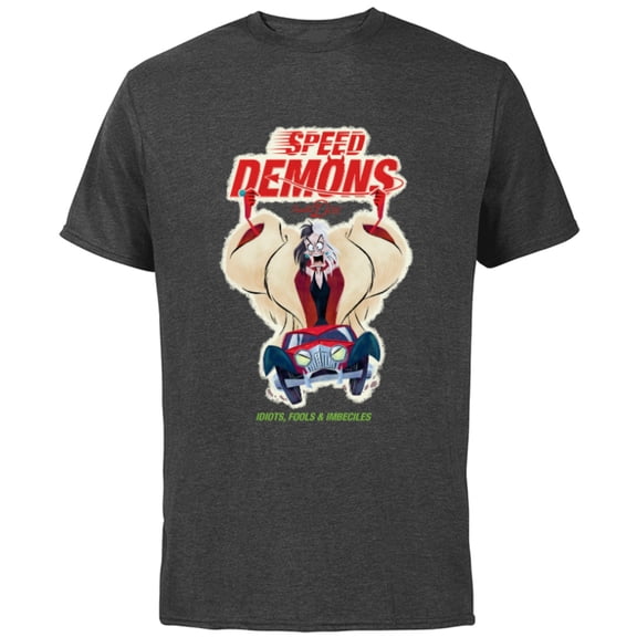 Disney Villains Cruella de Vil Speed Demons - Short Sleeve Cotton T-Shirt for Adults - Customized-Charcoal