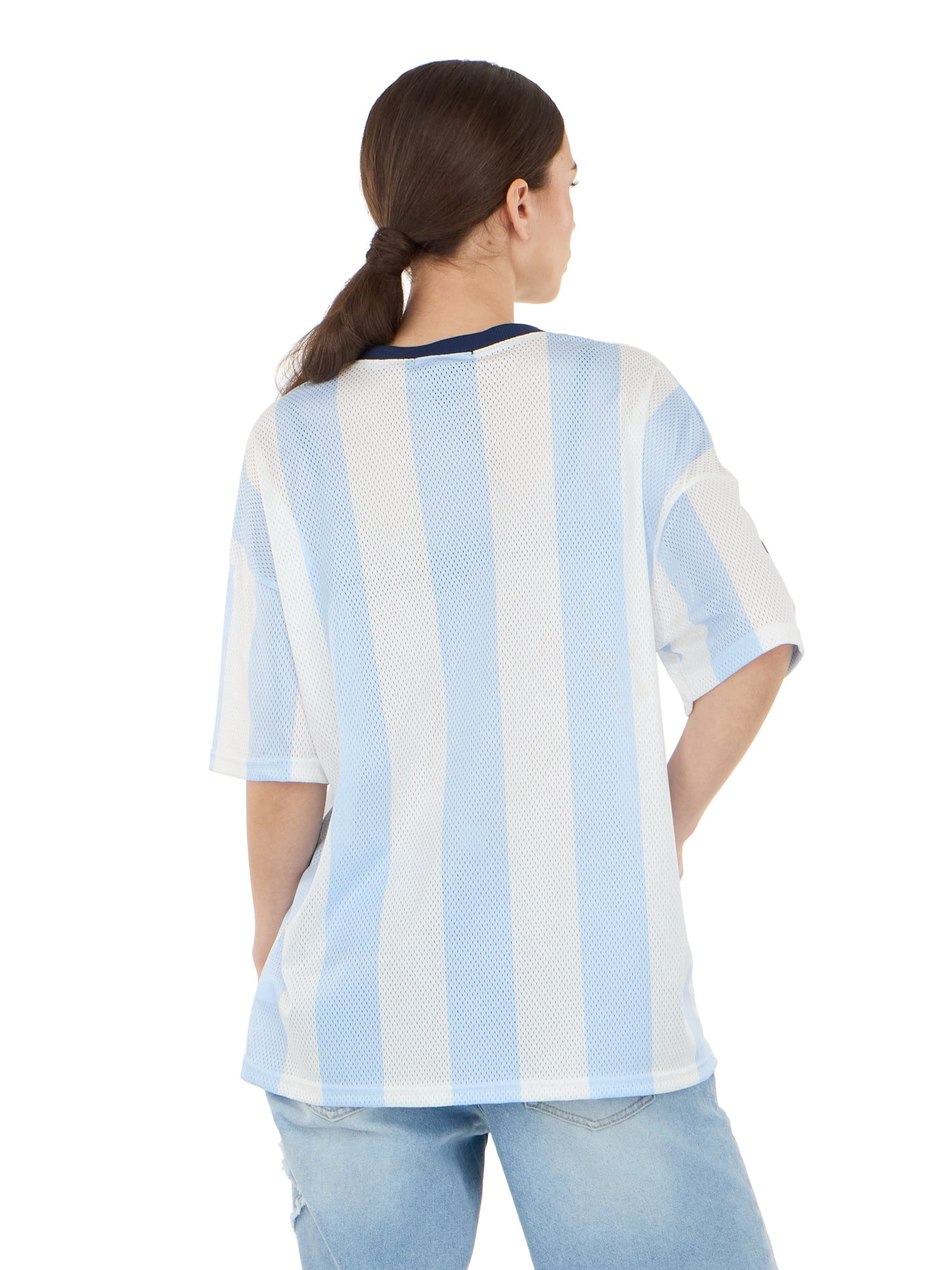 Forever 21 Women's Mesh Oversized Argentina Soccer Jersey Tee, Sizes XXS-XXL