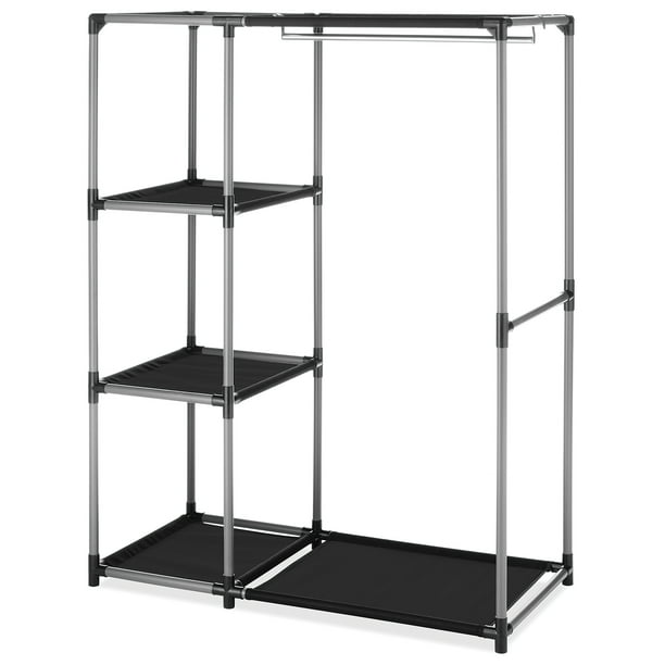 Whitmor Spacemaker® Garment Clothes Rack & Shelves Silver & Black