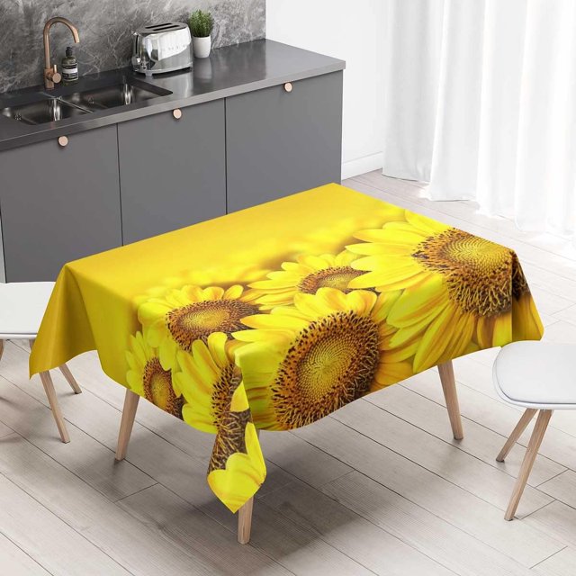 Sunflower Glass Table Tops Cut to Size Patio Table Covers Dust-Proof Wrinkle Resistant 60 X 84 Inch