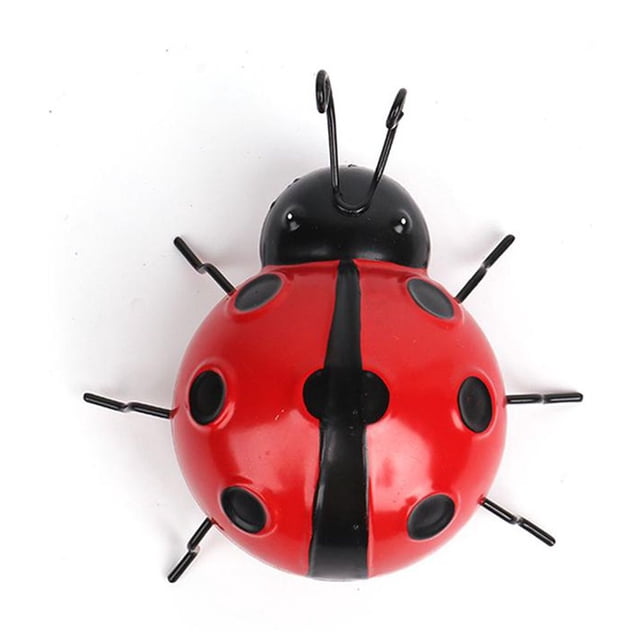 SGACAI Adorno de metal para jardín con forma de mariquita, abeja, mariquita, insecto, arte de pared para exteriores