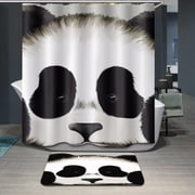 180*180cm 150*180cm Shower Curtain Modern Polyester Bathroom Accessories Panda Giraffe Pattern Waterproof 12 Hooks + Floor 40*60cm Carpet Mat Rug Set 