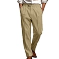 thumbnail image 2 of Men's Pleat Drapey Dress Pants Loose Straight Leg Business Trousers Solid Color Casual Business Work Pants with Pockets Office Meeting Daily Outfits, 2 of 7