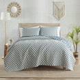 thumbnail image 3 of Indigo Ink Denim 3-Piece Blue Reversible Medallion Boho Quilt Set, King, 3 of 6