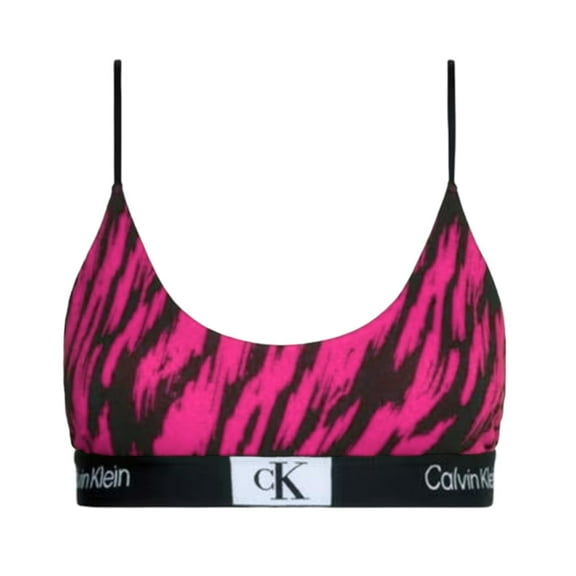 Calvin Klein Women's 1996 Unlined Bralette, Tiger Print Pink, Large