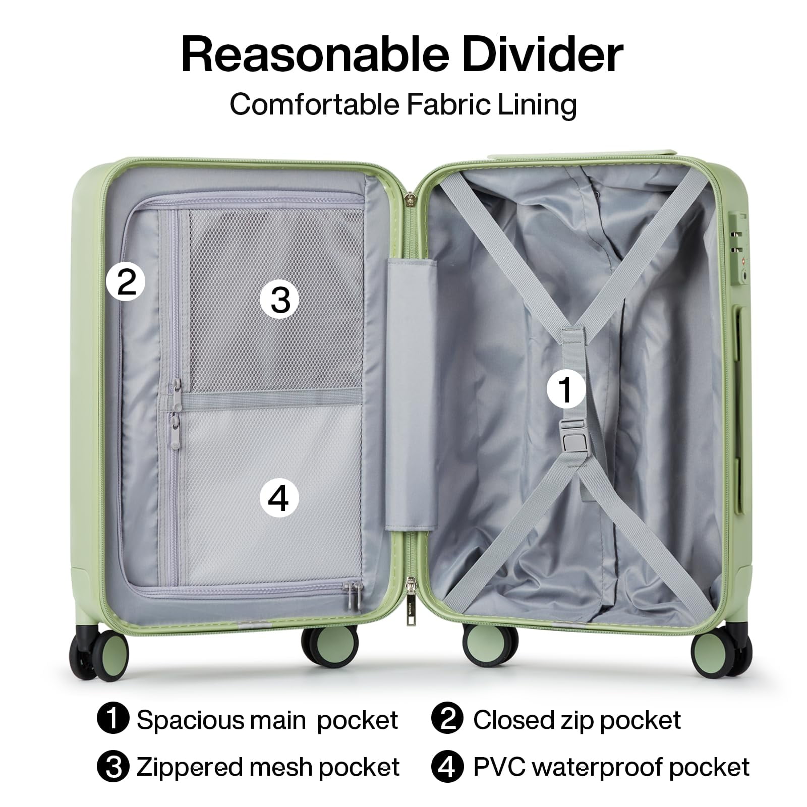 Hanke 28 Inch Luggage Large Suitcase With Spinner Wheels Tsa Luggage Suitcases Traveler's Choice Hard Case Luggage For Women & Men Rolling Checked Luggage(Bamboo Green)