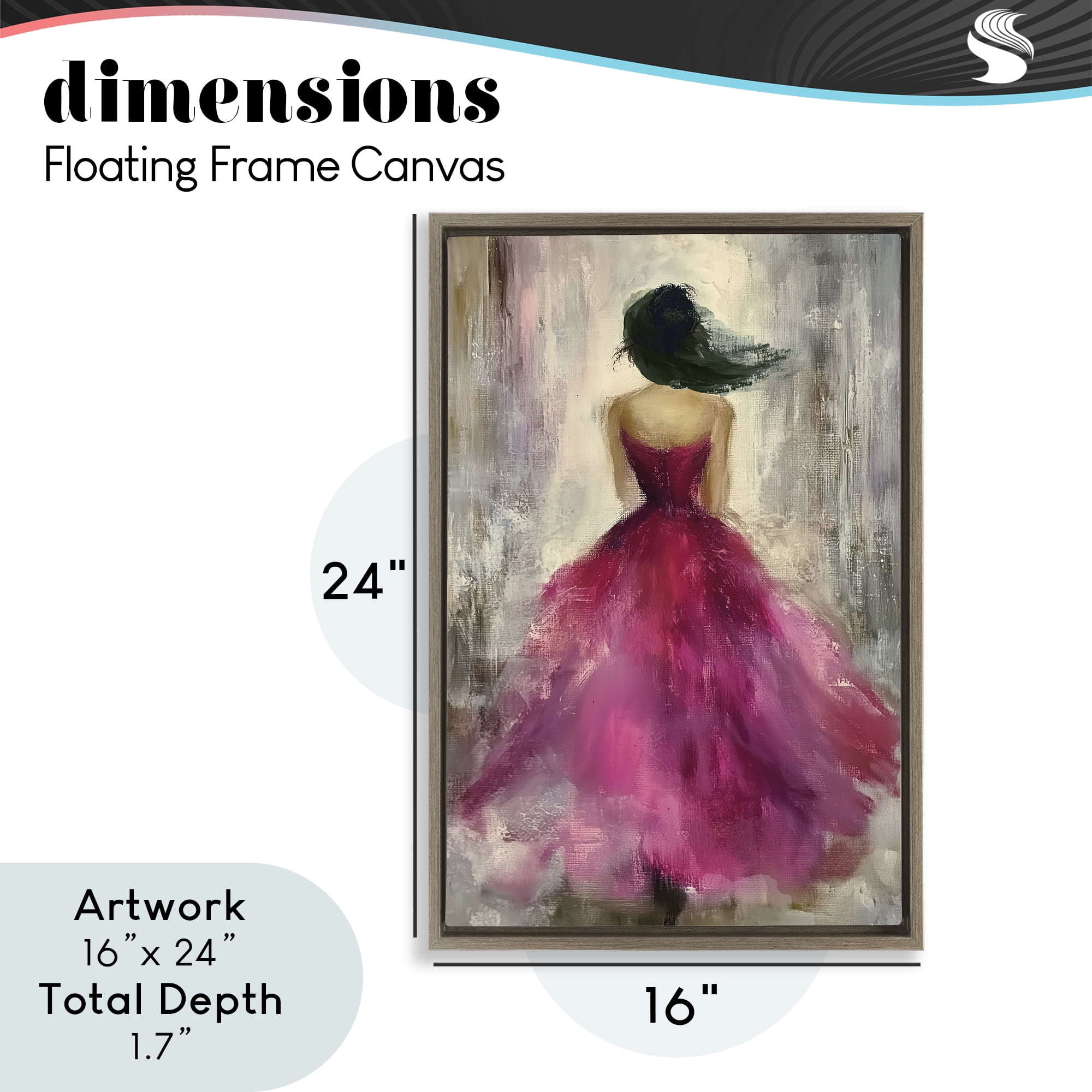 After Midnight Girl in Gown Brown Framed Floater Canvas Wall Art, design by Annabelle Hall