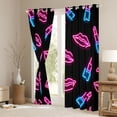 thumbnail image 3 of Feelyou Lipstick Curtains Pack of 2 (42x84 Each), Black Pink Curtains Blackout, 3 of 6
