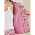 thumbnail image 5 of INSPIRE CHIC Women's 2 Piece Skirt Set Plaid Tweed Blazer Button Down Long Sleeve Jacket Mini Skirt Sets XS Pink, 5 of 7