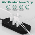 thumbnail image 3 of 6-in-1 Flat Plug Power Strip 3 Spacious AC Outlets with 3USB Ports Power Strip Surge Protector with USB Ports Extension Cord with Multiple Outlets USB Wall Plug for Smartwatchs, Smartphones, Tablets, 3 of 11