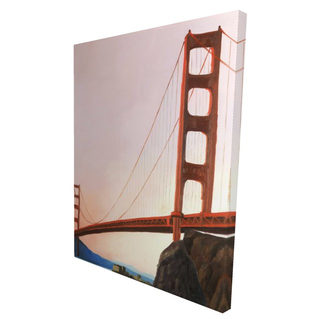 Coucher de Soleil sur le Pont golden gate - Toile 36"x48 Pouces - Impression sur Demande