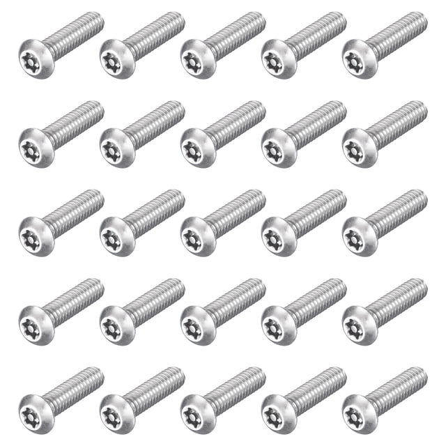 25Pack 1/4-20 x 1" Torx Security Machine Screws Bolt, Silver Tone