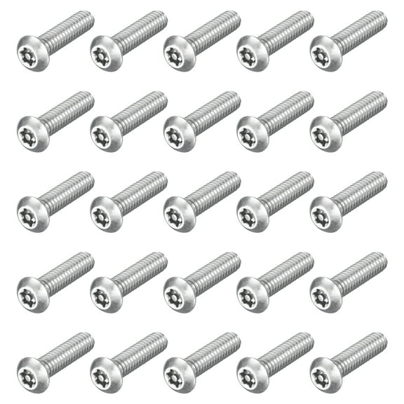 25Pack 1/4-20 x 1" Torx Security Machine Screws Bolt, Silver Tone